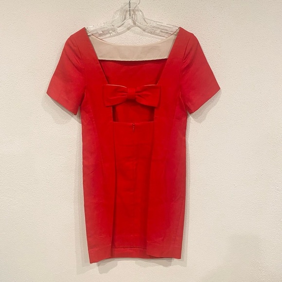 Anthropologie Maeve Alexa Red Bow-Back Shift Dress cut out Size 6 EUC - Picture 3 of 4